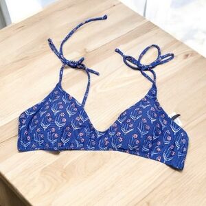 J. Crew Blue Floral Bikini Top Sz S